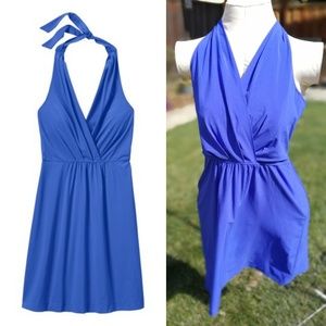 Athleta Go Anywhere halter dress Cerulean Blue